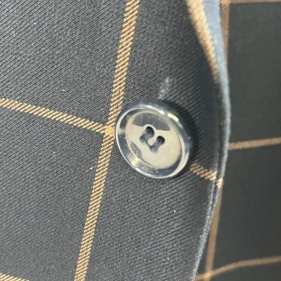 Steven‎ Land Suit 3 Piece 44L 36x30 Blue Henry Windowpane Plaid Dressy